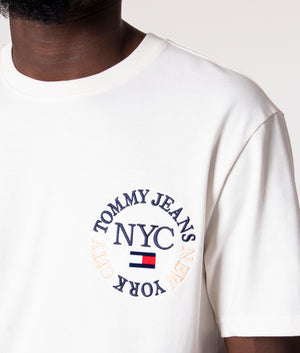  Timeless Circle T-Shirt in White by Tommy Jeans at EQVVS. Detail Shot. 
