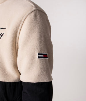 Signature-Mix-Media-Retro-Zip-Through-Sweatshirt-Savannah-Sand/Black-Tommy-Jeans-EQVVS