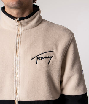 Signature-Mix-Media-Retro-Zip-Through-Sweatshirt-Savannah-Sand/Black-Tommy-Jeans-EQVVS