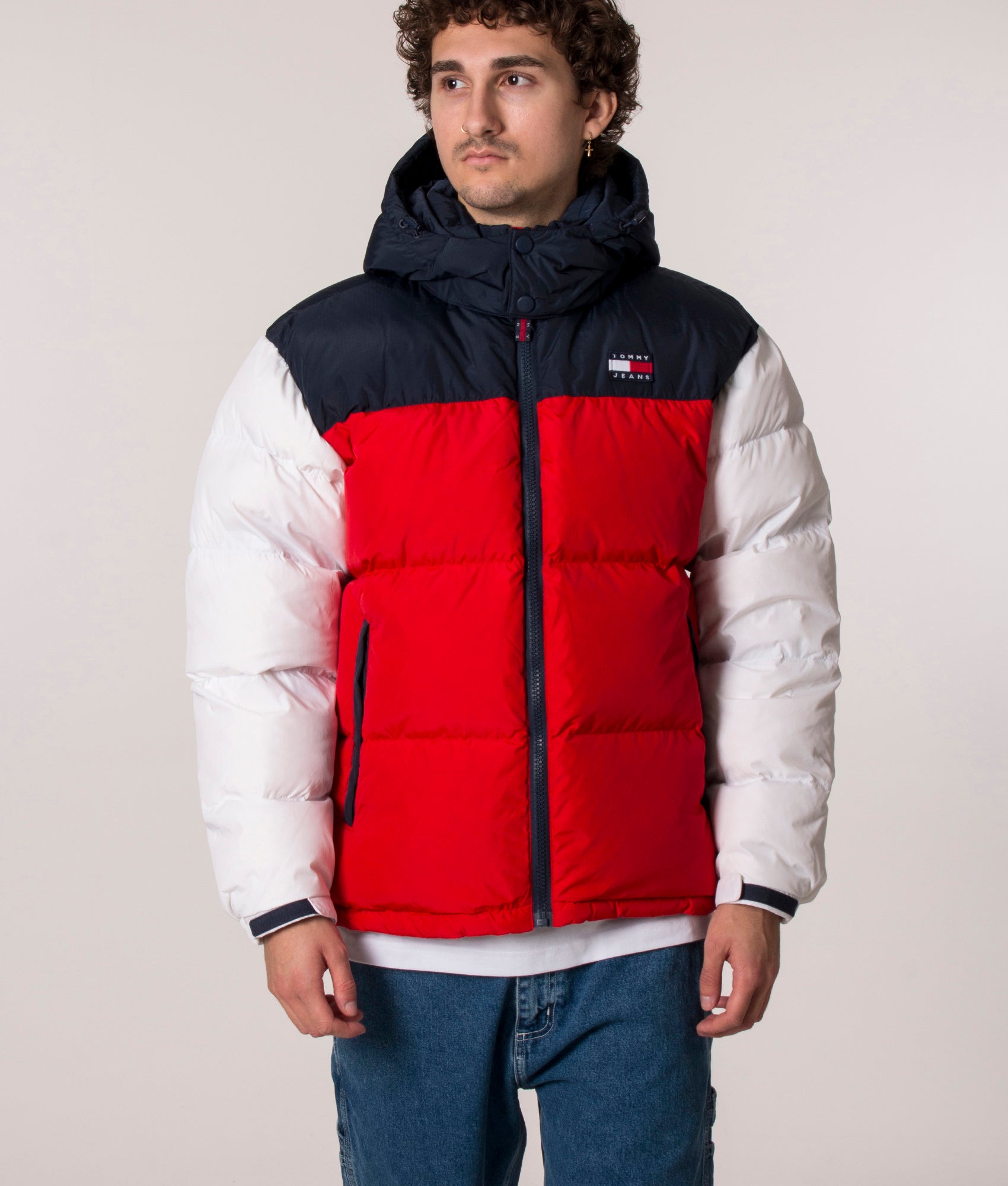 Colour Block Alaska Padded Jacket in Twilight/Navy from Tommy Jeans at EQVVS front closed image 2