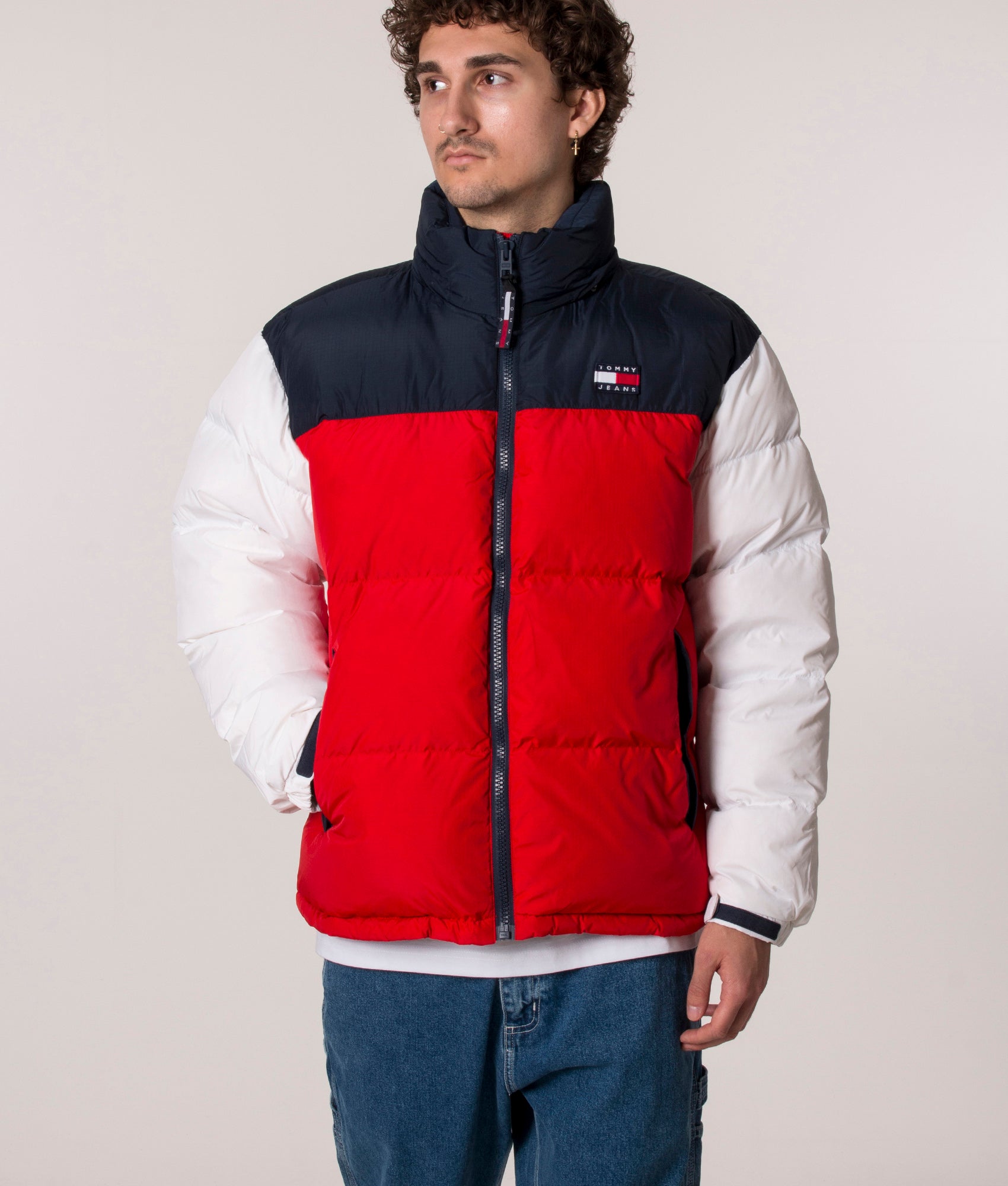 Colour Block Alaska Padded Jacket in Twilight/Navy from Tommy Jeans at EQVVS front closed Image