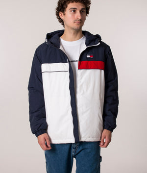 Colour Block Chicago Padded Windbreaker in Twilight Navy/Multi from, Tommy Jeans at EQVVS front open image