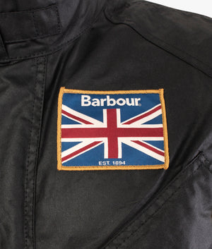 Barbour International Men's Union Jack Waxed Jacket, Black