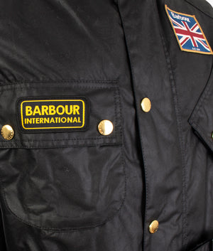 Barbour International Men's Union Jack Waxed Jacket, Black