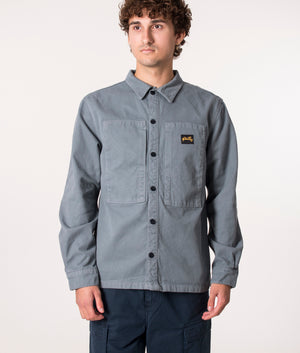 Stan Ray Prison Overshirt in Battle Grey at EQVVS. Model front 