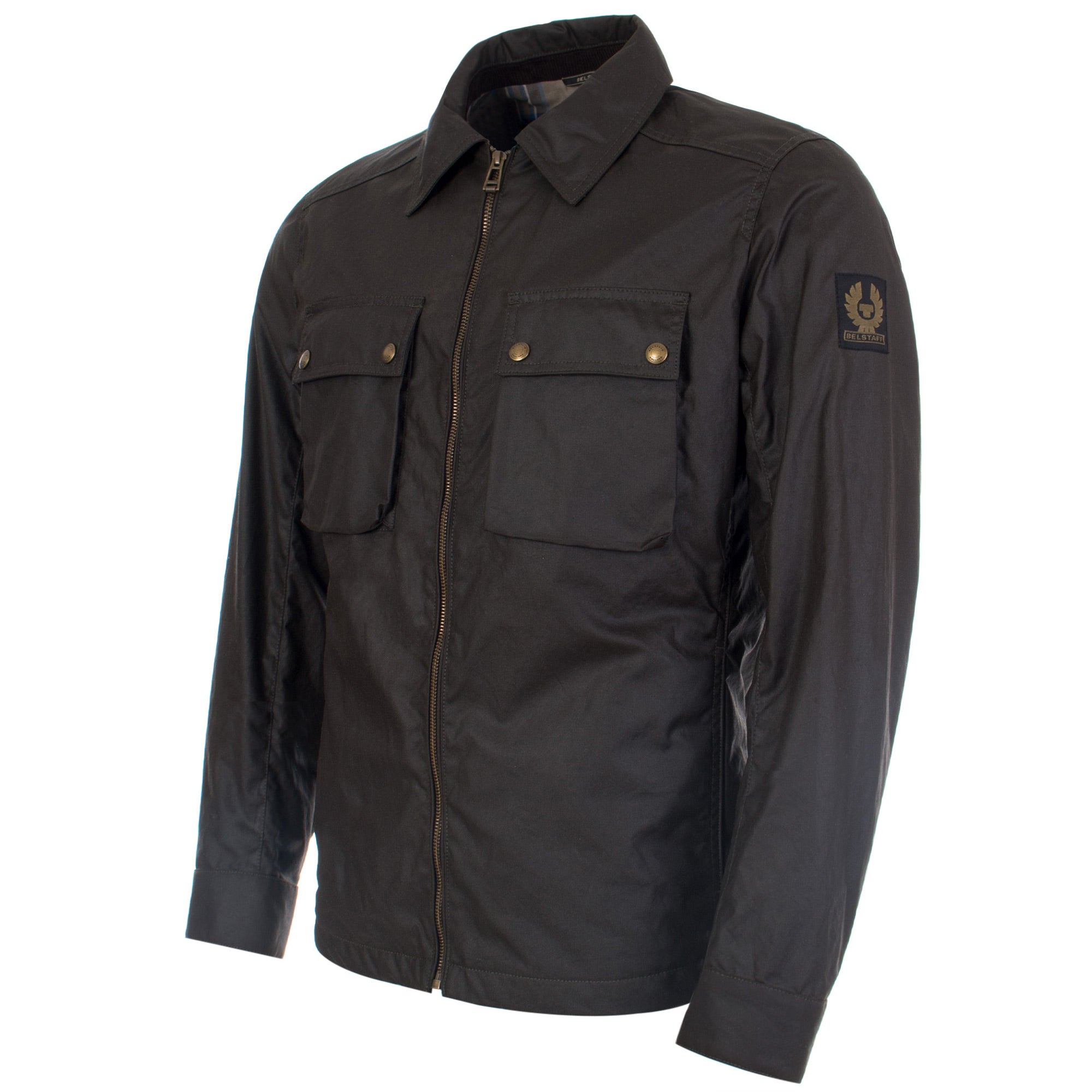 Slim-Fit-Dunstall-Wax-Jacket-Faded-Olive-Belstaff-EQVVS