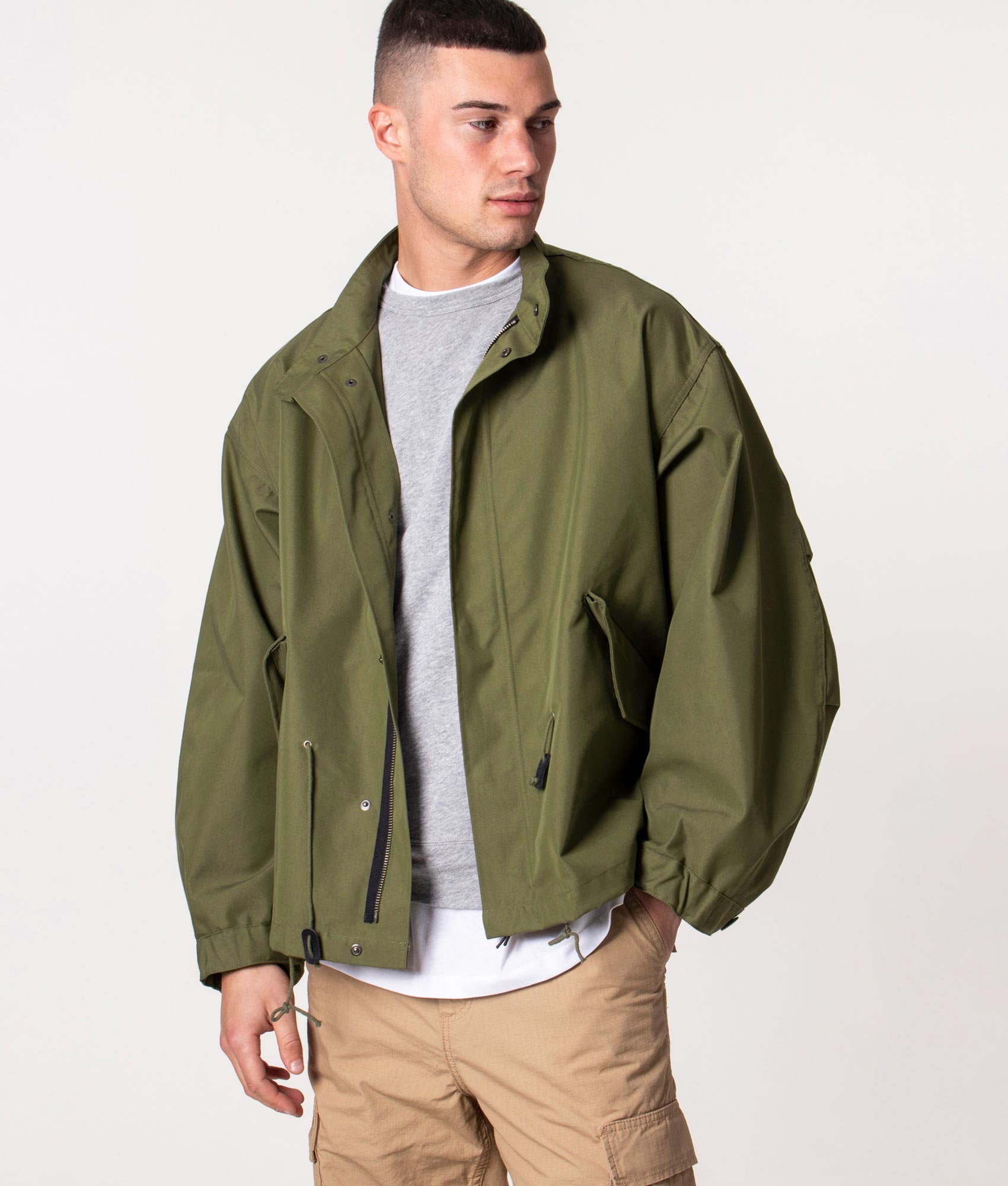 Oversized-Fishtail-Short-Jacket-Khaki-Uniform-Bridge-EQVVS